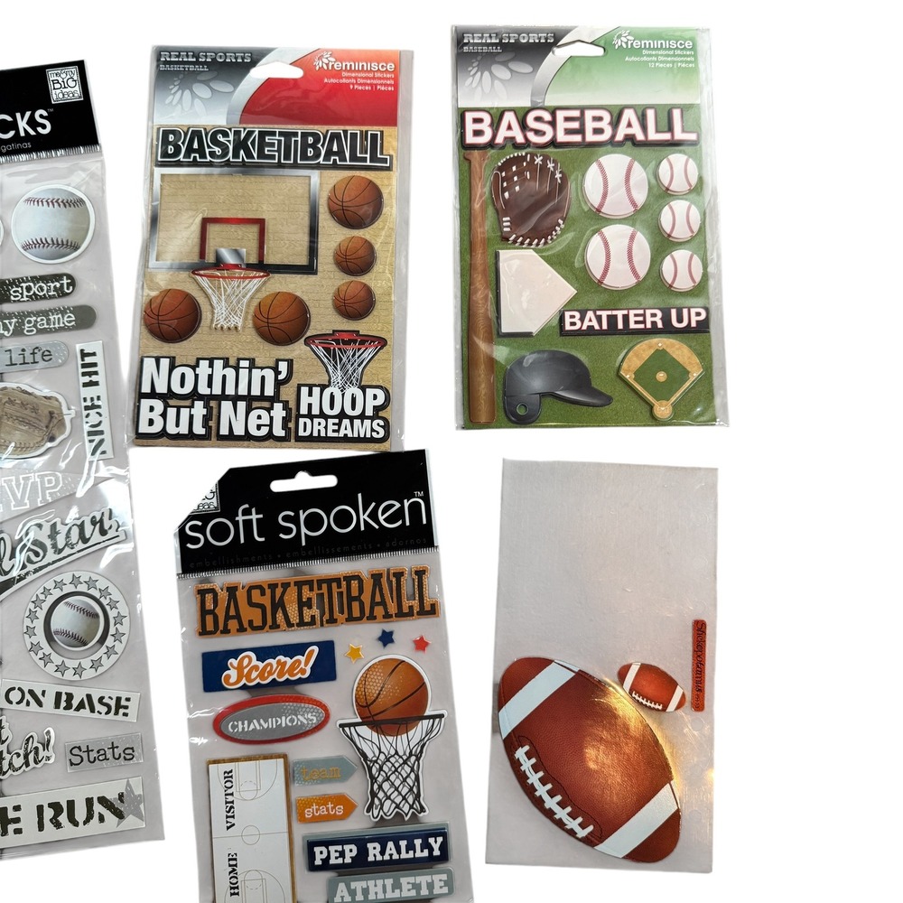 MAMBI Sports Stickers Bundle NWT Baseball Basketball Scrapbook Various‎ Brands - Picture 3 of 7
